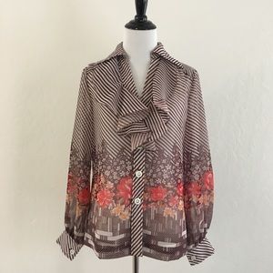 Thick sheer contrast print shirt